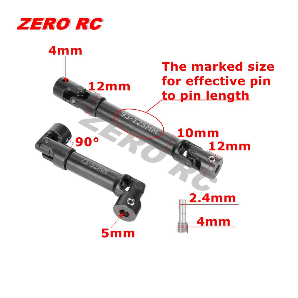 FULL METAL Universal Joint Spline Drive Shaft 53-180mm For SCX10 III 90046 47 Wraith RBX10 CAPRA RR10 SMT10 1/10 RC Crawler CAR