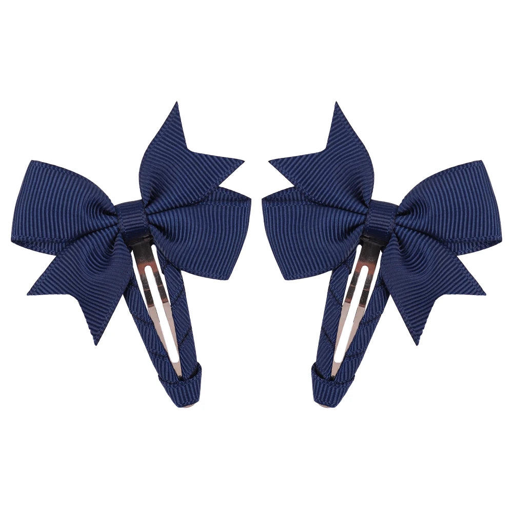 2Pcs/Lot Solid Color Bows Hair Clip For Kids Girls Ribbon Bowknot BB Clip Cute Baby Barrettes Hairpins Headwear Hair Accessories