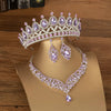 New Gorgeous Silver Color Purple Crystal Bridal Jewelry Sets Rhinestone Tiaras Earrings Necklace Crown Wedding Dubai Jewelry Set