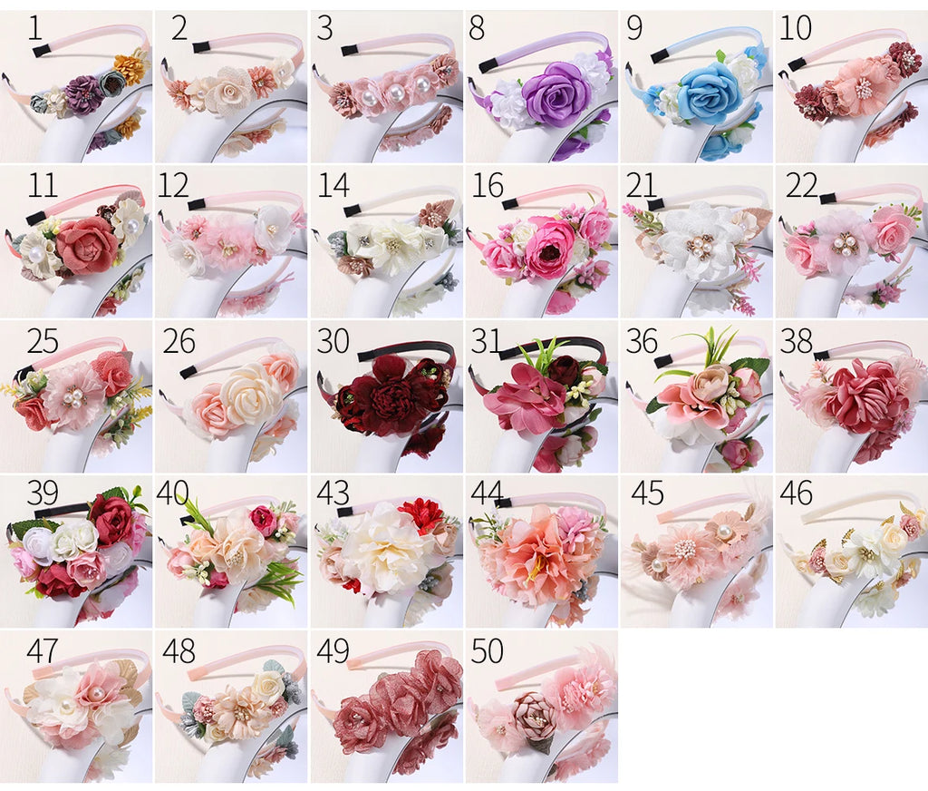 1pcs Bride Wedding Hairband Artificial Flower Crown Headband Hair Accessories Women Girls Sweet Floral Hair Hoop Party Headwear