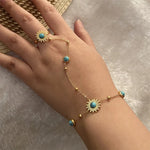 Load image into Gallery viewer, 316L Stainless Steel New Fashion Fine Jewelry 10 Different Embed Stone Zircon Charm Chain Bracelets Ring All In One For Women
