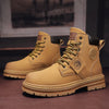 Retro Casual High Top Boots for Men Winter Chunky Rhubarb Boots Men's Motorcycle Ankle Boots Lace-Up Work Footwear Botas Hombre