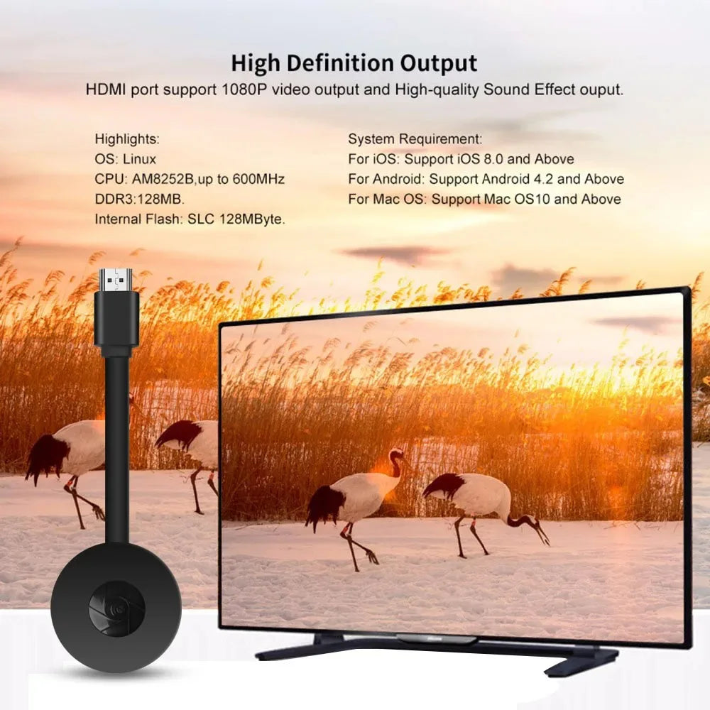 TV Stick Display Screen Mirror HDMI Dongle WIFI Display Receiver Mobile Phone Screen Projector for Home Theater Accessories