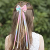 Sweet Pearl Long Tassel Hairpin Girls Satin Ribbon Hair Clip Barrettes Kids Party Hair Accessories Headwear Ponytail Clips