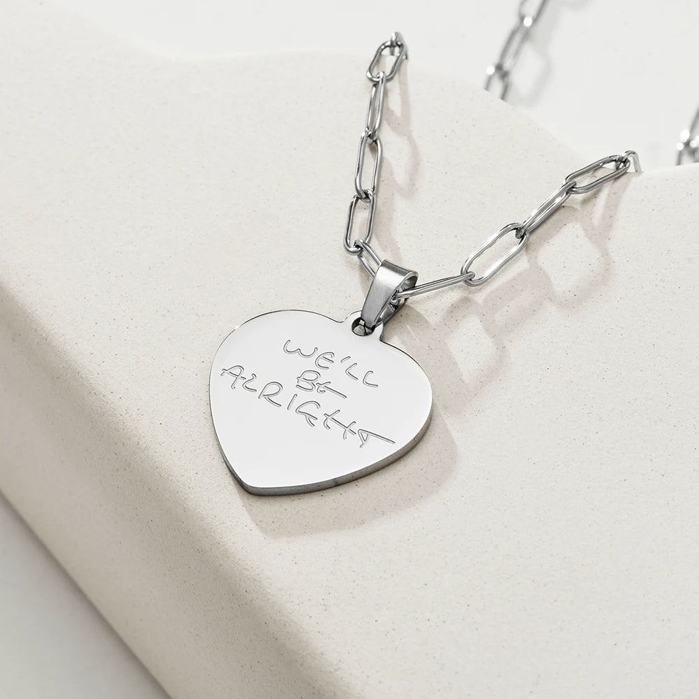 "We'll Be Alright" Necklace Stainless Steel Harry Heart Styles Pendant Jewelry Quality Gifts for Women Girls Fans