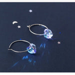 Load image into Gallery viewer, Anglang Heart Gradient Blue Purple Crystal 925 Sterling Silver Hoop Earrings for Women Female Trendy Party Fine Jewelry YEA365
