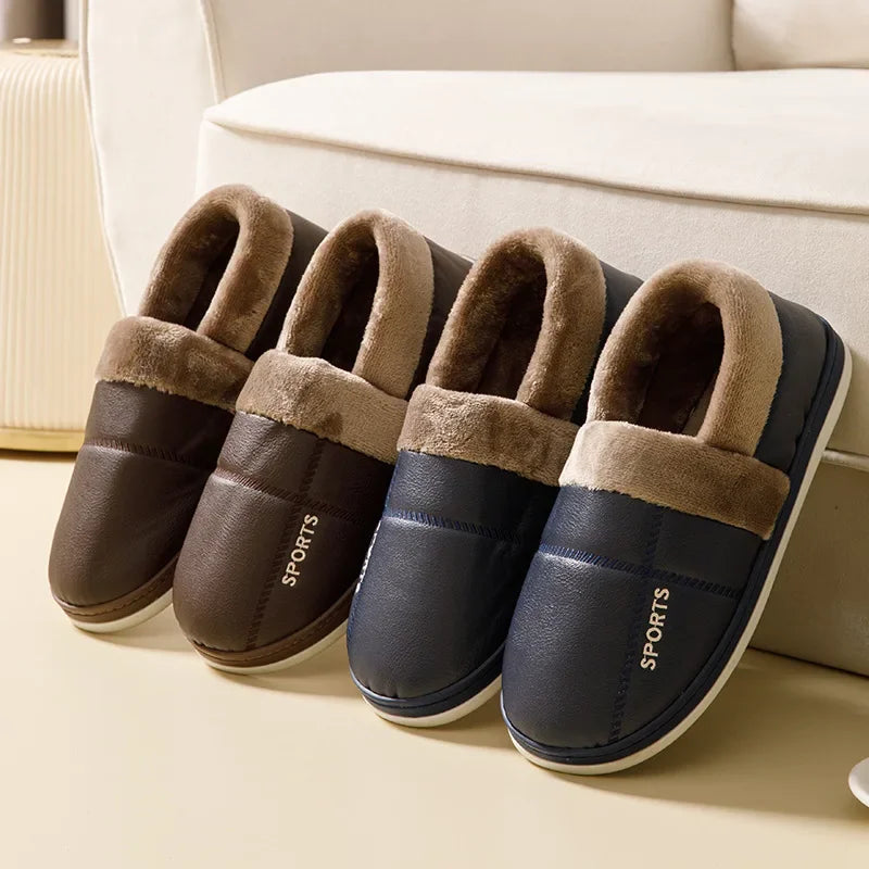 Big Size 47 48 49 50 Men Winter Warm Slippers Waterproof Large Size Home Bedroom Casual Shoes House Indoor Non Slip Slides