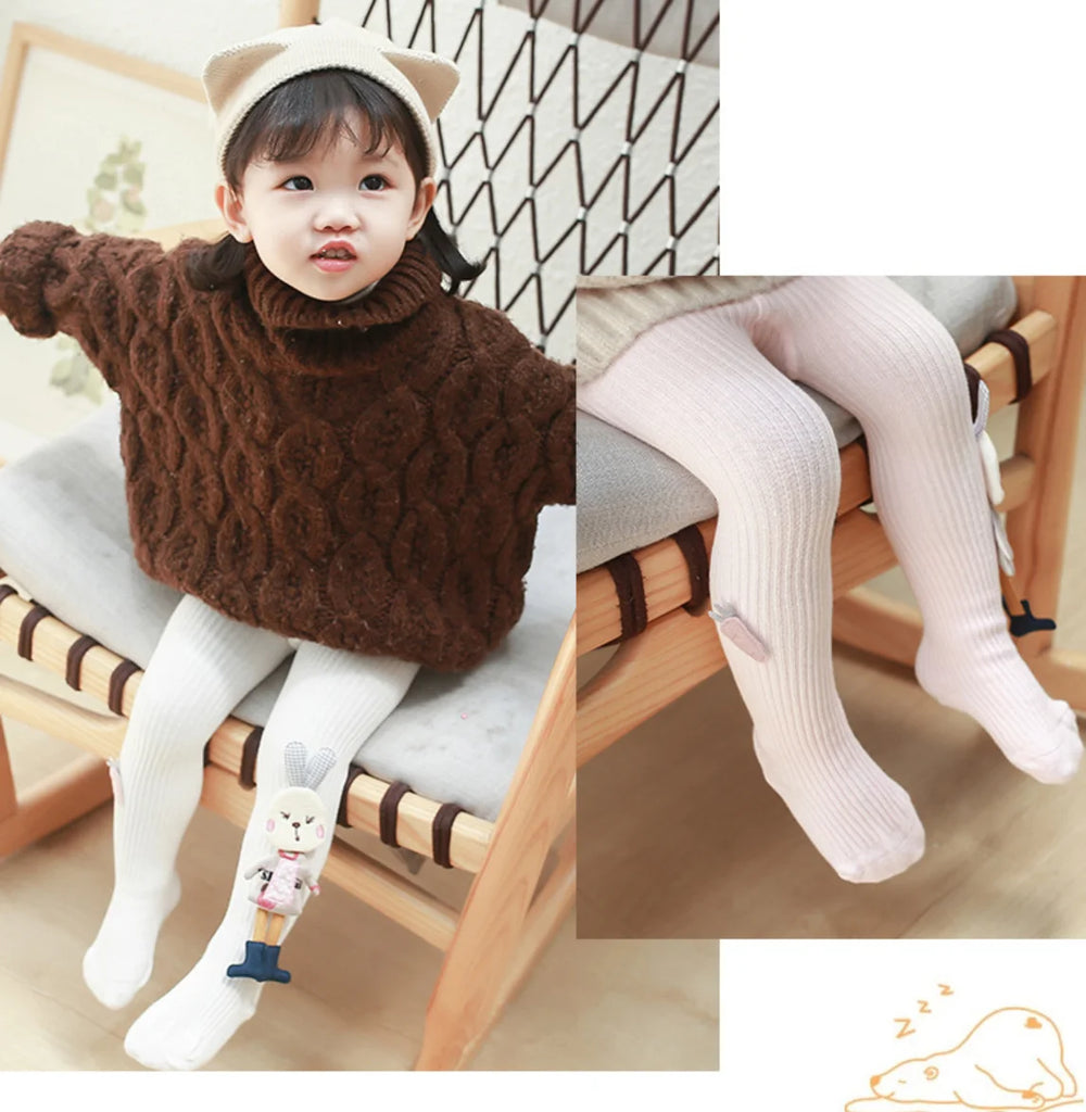 Spring Autumn Tights for Girls Knitted Children's Pantyhose Cartoon Rabbit Kids Girls Tight 2022 Clothes Accessories