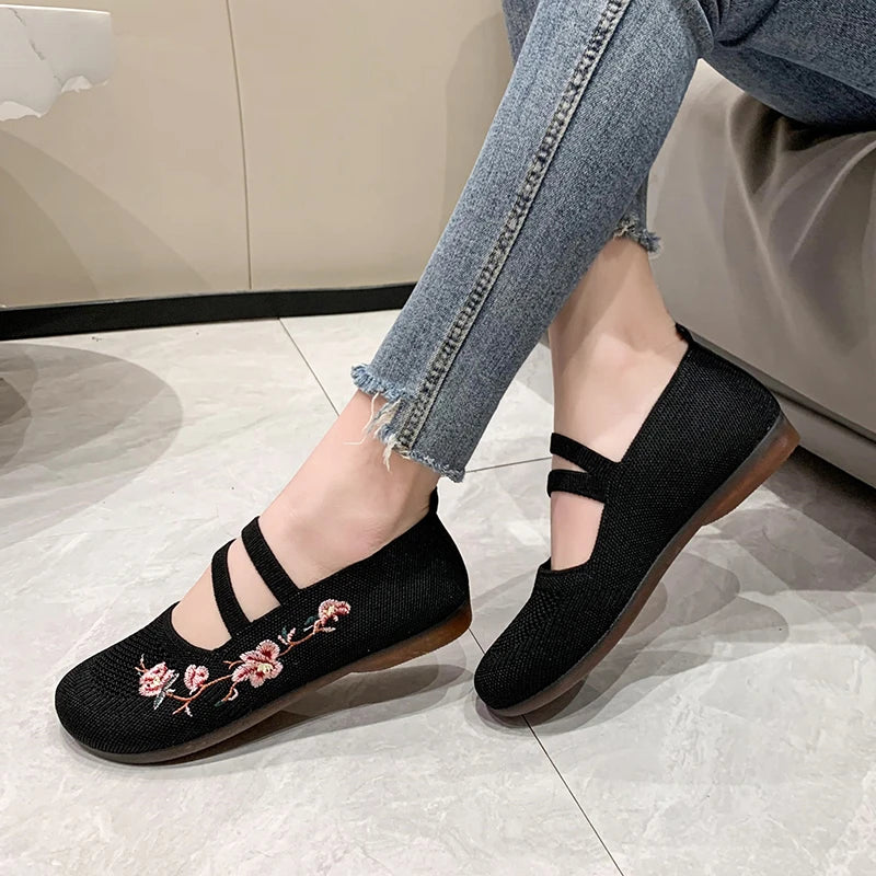 Women Sneakers Mesh Breathable Floral Comfort Mother Shoes Soft Solid Color Fashion Female Footwear Lightweight Zapatos De Mujer