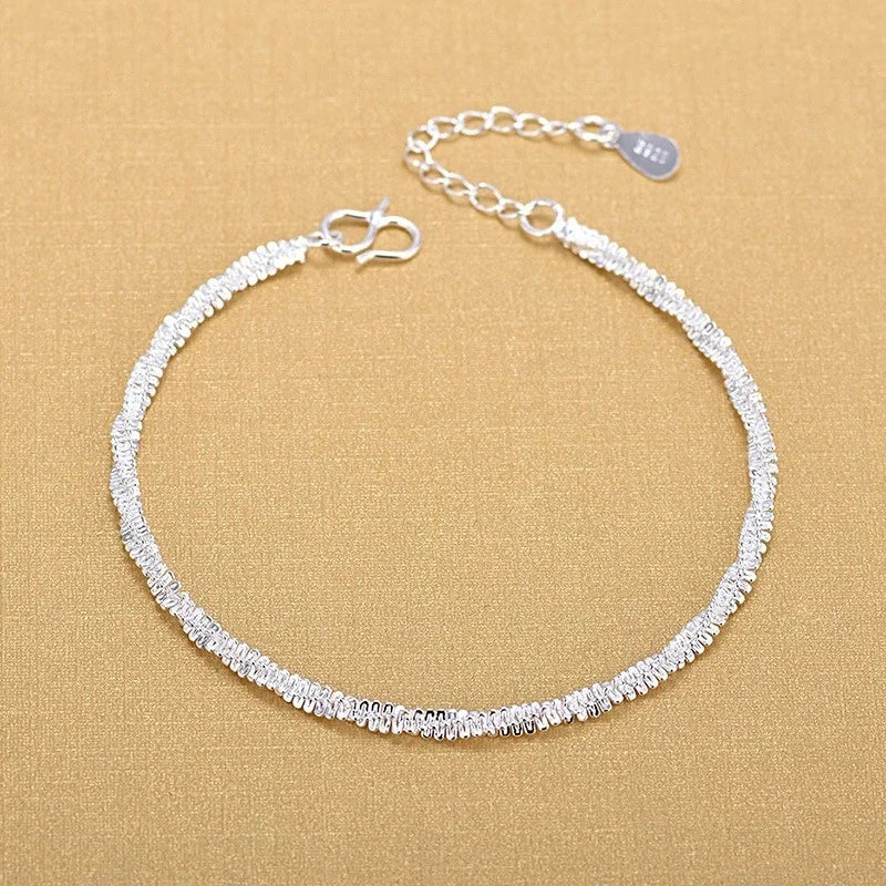 Free Shipping Top Quality 925 Sterling Silver Bracelet Fashion Gift Korean Silver Jewelry Small Square Silver Plated Bracelet