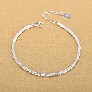 Free Shipping Top Quality 925 Sterling Silver Bracelet Fashion Gift Korean Silver Jewelry Small Square Silver Plated Bracelet