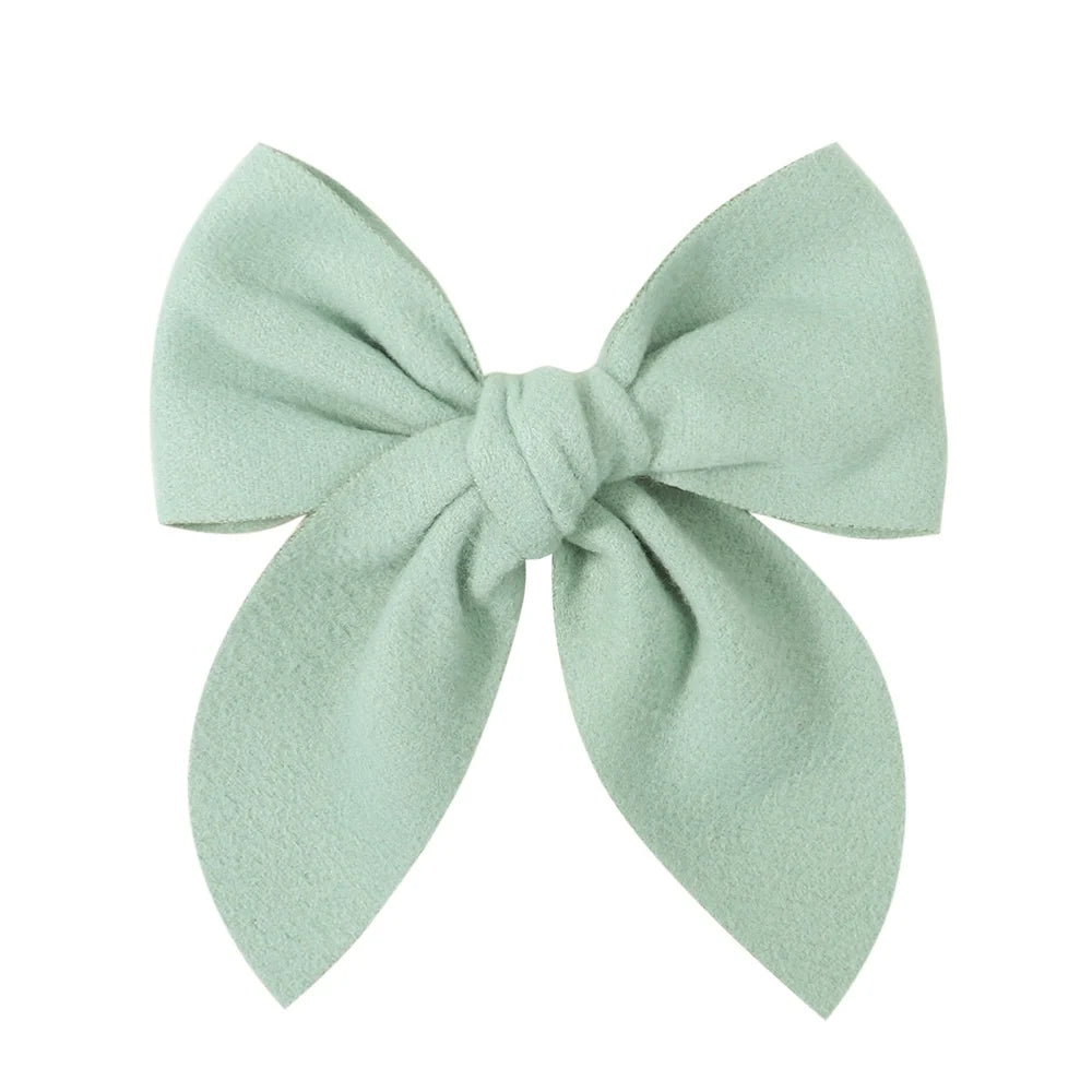20Colors 5Inch Solid Cotton Bow With Safety Hairpin For Girl Hair Bows Handmade Bowknot Hair Clip Headwear Kids Hair Accessories