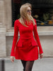 Fashion Long Sleeve Half Turtleneck Dress Women Casual Autumn Spring Solid Sweet Hip Package Skirts Female 2024 New Party Dress