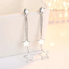 Genuine 925 Sterling Silver Jewelry Long Chains Star Drop Earrings For Lady New XY0026