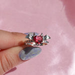 Load image into Gallery viewer, Draculaura Bat Rings, Women Jewelry,Heart, Fashion Gothic Accessories ,Vampire Inspired ,Silver Plated, Adjustable Ring, Gift
