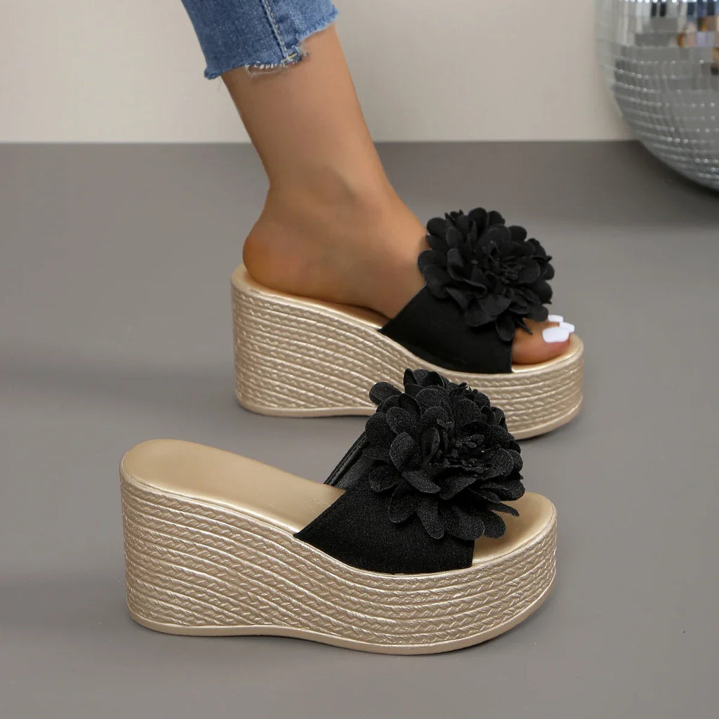 Wedges Sandals Women Slippers Summer Beach Platform Shoes Flower Slippers Women High Heel Slippers Women Fashion