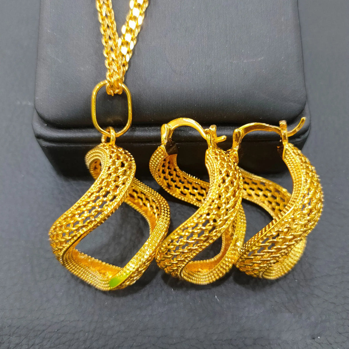 Dubai bride 24k copper plated bride necklace earrings jewelry set dd10208