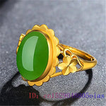 Load image into Gallery viewer, Green Jade Ring Gifts Natural Amulet Women 925 Silver Zircon Crystal Gemstone Men Chalcedony Jewelry Charm Fashion
