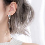 Load image into Gallery viewer, CIAXY Silver Color Star Earrings for Women Blue Space Universe Planet Zircon Circle Long Earrings Korean Fashion Jewelry
