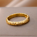 Load image into Gallery viewer, Stainless Steel Rings For Women Men Gold Color Flower Ring Female Male Engagement Wedding Party Finger Jewelry Gift 2024 Trend
