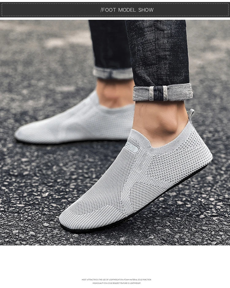 Breathable Men Casual Sneakers Slip-on Lightweight Male Walking Shoes Anti-slip Flexible Couple Loafers Summer Soft Footwear