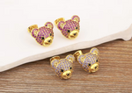 Load image into Gallery viewer, Nidin New Arrival Fashion Cute Zircon Little Bear Stud Earrings 8 Colors For Women Girls Ear Jewelry Accessories Delicate Gifts
