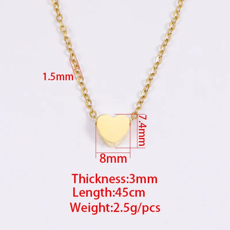 316L Stainless Steel 18K Bar Heart Necklace Jewlery Not Fade Gold Color for Women Jewelry