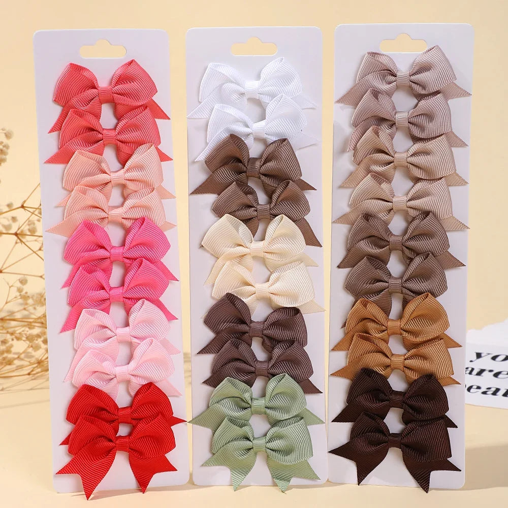 10Pcs/Set Cheer Bow Solid Ribbon Hair Clips Pin for Girl Handmade Bows Hairpin Barrettes Children Headwear Kids Hair Accessories