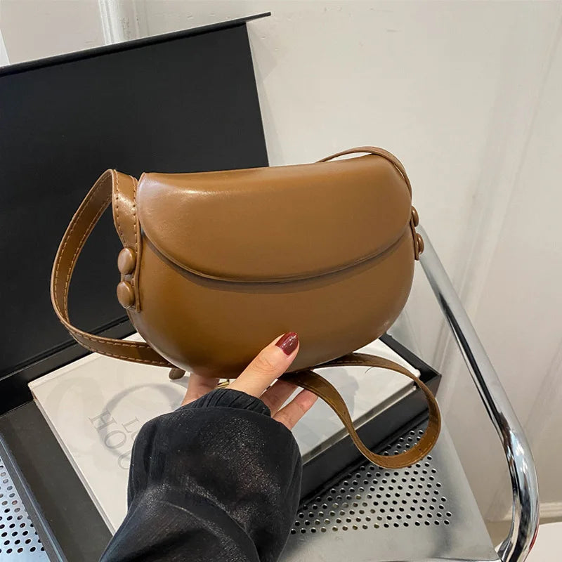 Simple Design Solid Color Women's Crossbody Bags For Daily Used, Adjusted Strap PU Leather Casual Shoulder Bag Ladies Handbags