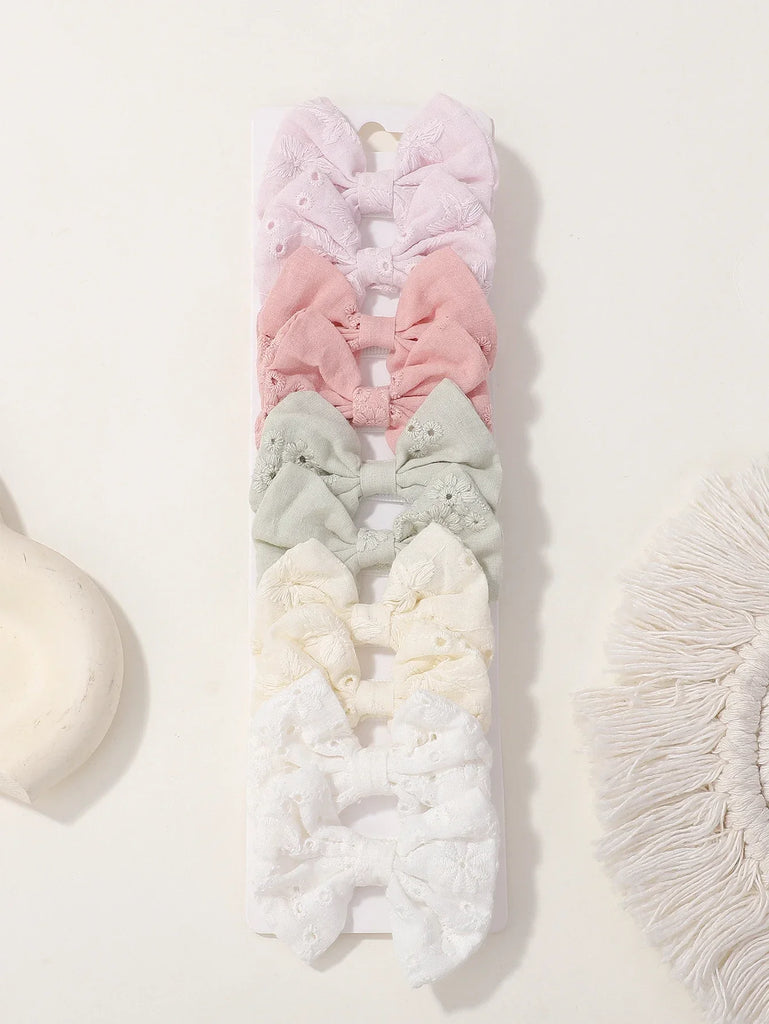 10pcs/set Embroidery Bows Hair Clips Hairpins for Girls Handmade Cotton Barrettes Kids Butterfly Headwear Baby Hair Accessories
