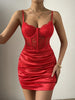 Sexy Girl See Through Dresses Solid Women Lace Pleated Slip Dress Elegant Spring Summer Fashion Casual Daily Streetwear