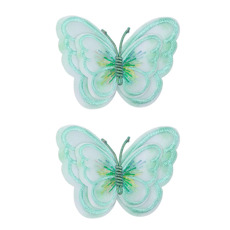 2Pcs Butterfly Hair Clip For Girl Embroidery Barrettes Fairy Hairpin Kids Hair Decor Hairpins Headwear Lovely Hair Accessories