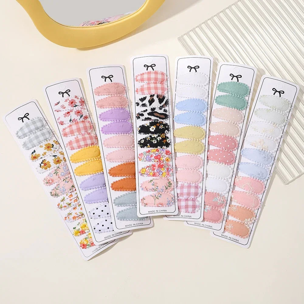 10/20Pcs Mini Print Hair Clip Hairpin for Girl Fabric Plaid BB Hairgripes Headwear Lovely Hair Bangs Hair Accessories for Kids