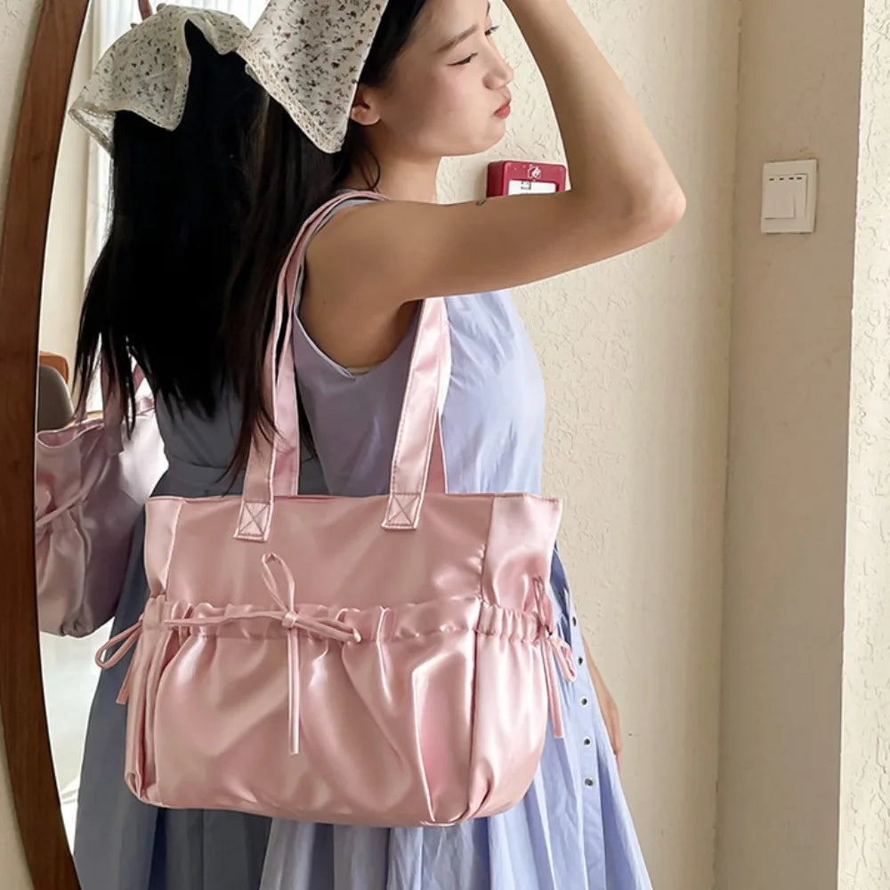 Trendy Bowknot Handbag Shoulder Bag Large Capacity Casual Tote Bag Underarm Bag Daily Commuting Bag Travel Beach Bag