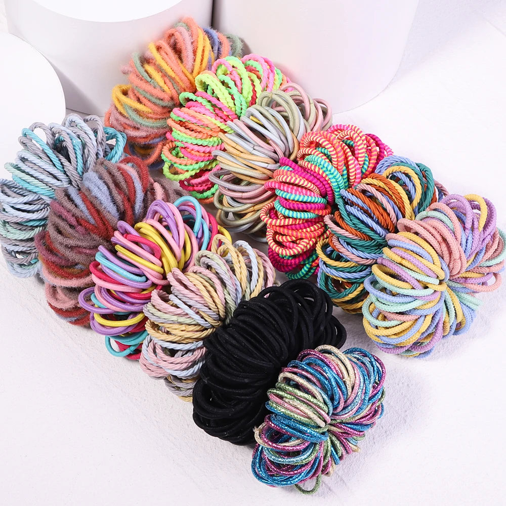 50/100Pcs Baby Girl Rubber Bands Hairband Candy Color Elastic Hair Bands Kids Women Headband Scrunchie Ponytail Hair Accessories