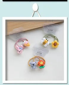 2PCS New Cute Red Cartoon Candy Girls Kids Elastic Hair Bands Princess Hair Accessories Children Hair Ties Baby Headwear