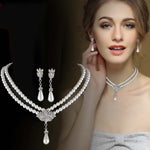 Load image into Gallery viewer, RAKOL Luxury Bride Pearl Crystal Jewelry Sets for Women Korean Temperament Short Collarbone Earring Necklace Set
