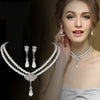 RAKOL Luxury Bride Pearl Crystal Jewelry Sets for Women Korean Temperament Short Collarbone Earring Necklace Set