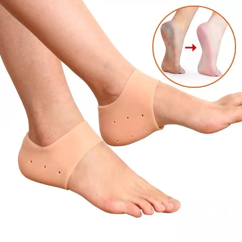 2 Pieces Heel Silicone Protector Protective Sleeve Heel Spur Pads for Relief Plantar Fasciitis Heel Pain Reduce Pressure on Heel