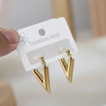 Load image into Gallery viewer, SZN 316L Stainless Steel Gold Plated V Shape Hoop Earrings For Women New Fashion Vintage Charms Girls Jewelry Party Gifts
