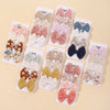 4Pcs/Set Lovely Bowknot Clips Hairpins Baby Girl Fresh Pastoral Style Hairclips Hair Accessories Kids Print Hollow Hairgripe