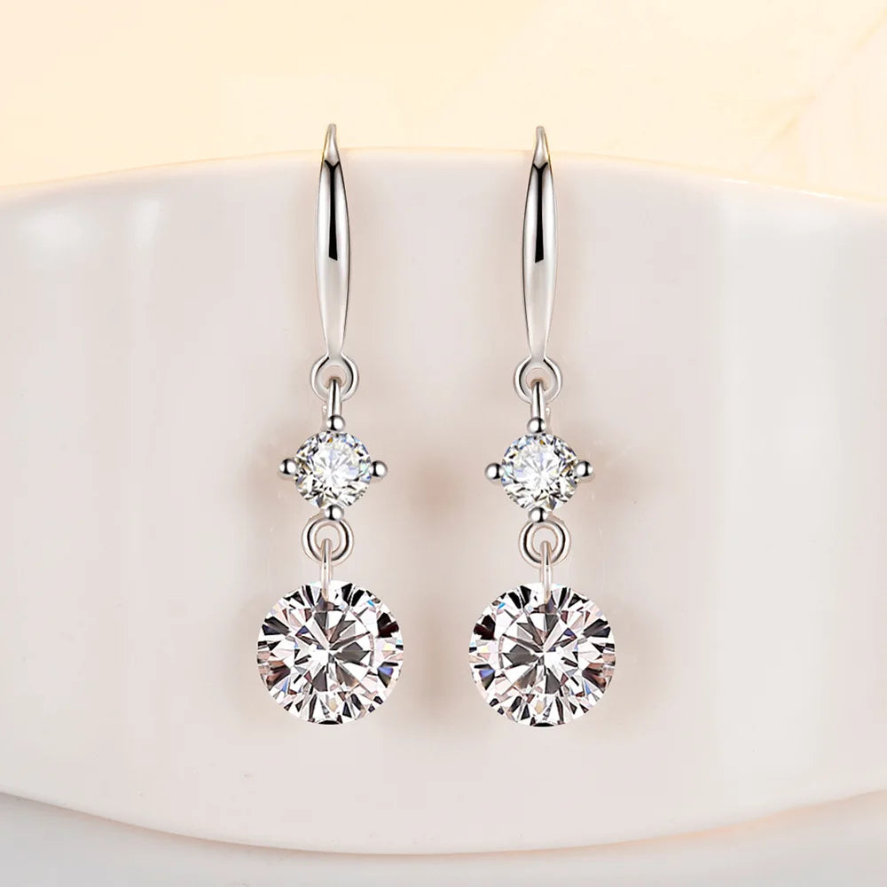 Fanqieliu 925 Silver Needle Crystal Zircon Jewelry Fashion Drop Earrings For Women New FQL23538