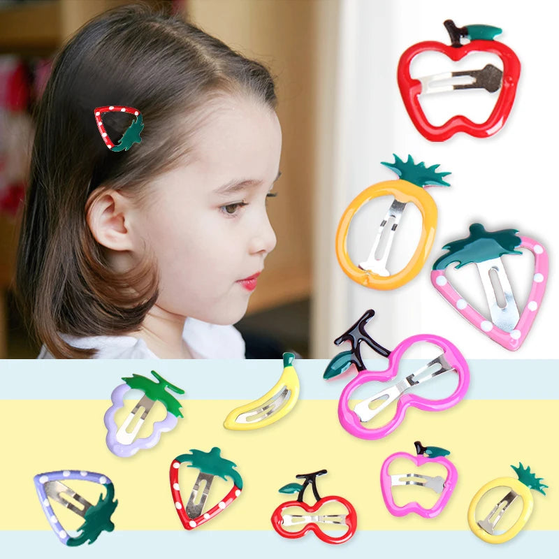 5PCS Children Sweetl Strawberry Banana BB Hair Claw Side Clips for Girls Kids Fruits Hairpin Headwear Ornament Hair Accessories