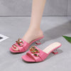 Women Slippers Women's Mules Slides Shoes Female Clear Heels Sandals with Chain Thin Heels Open Toe Outdoor Party Footwear