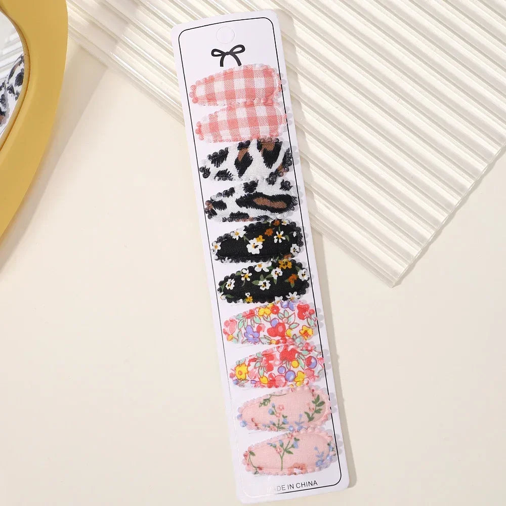 10/20Pcs Mini Print Hair Clip Hairpin for Girl Fabric Plaid BB Hairgripes Headwear Lovely Hair Bangs Hair Accessories for Kids