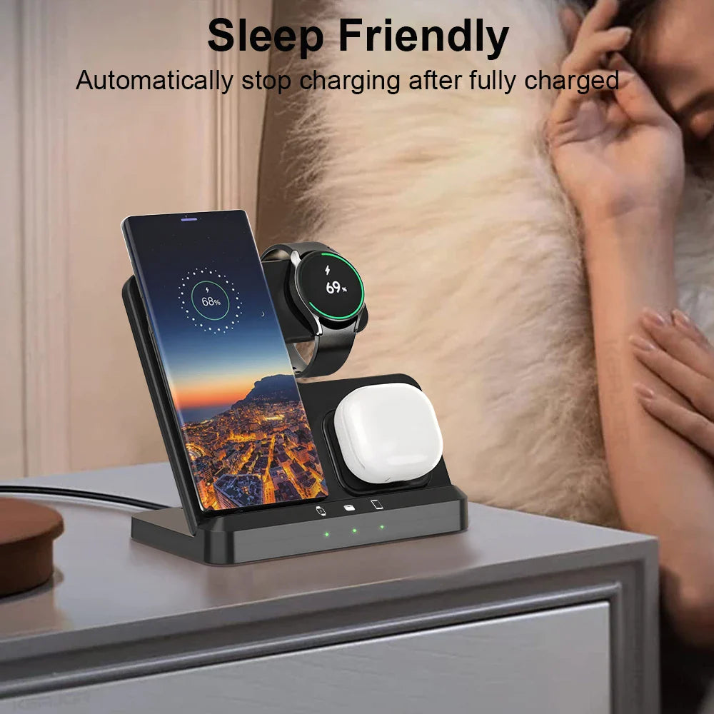 Wireless Charger 3 in 1 for Samsung Galaxy Z Fold 5/4/3/S24/S23 Foldable Fast Charging Station for Galaxy Watch6/5 Charger Stand