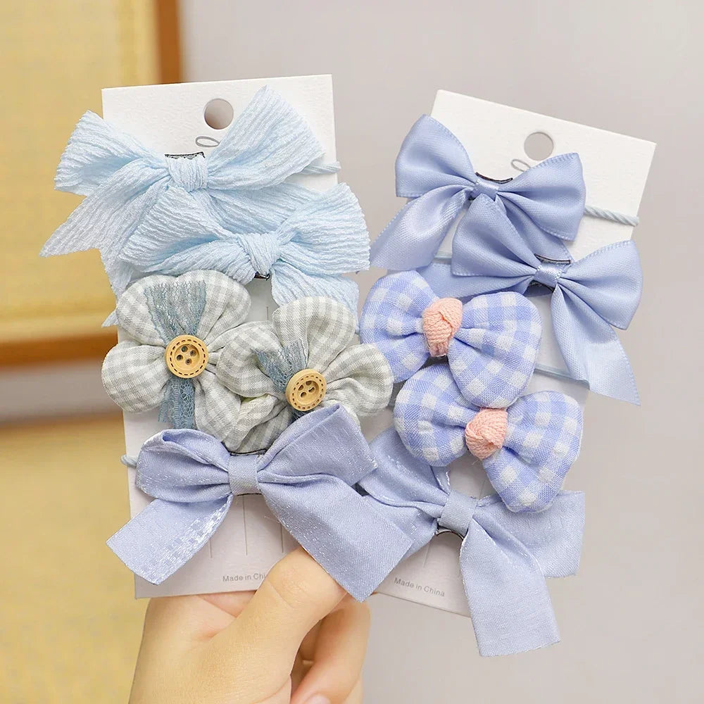 10Pcs/Set Big Bow Flower Elastic Hairbands Children Girls Sweet Hair Ties Fashion Headbands Hair Accessories Rubber Band For Kid