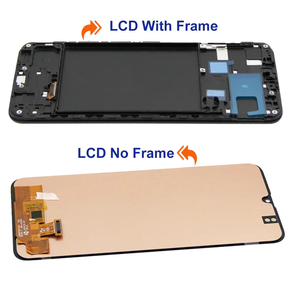 6.4'' AMOLED For Samsung A20 A205 SM-A205F A205FN LCD Display Touch Screen With Frame Digitizer Assembly