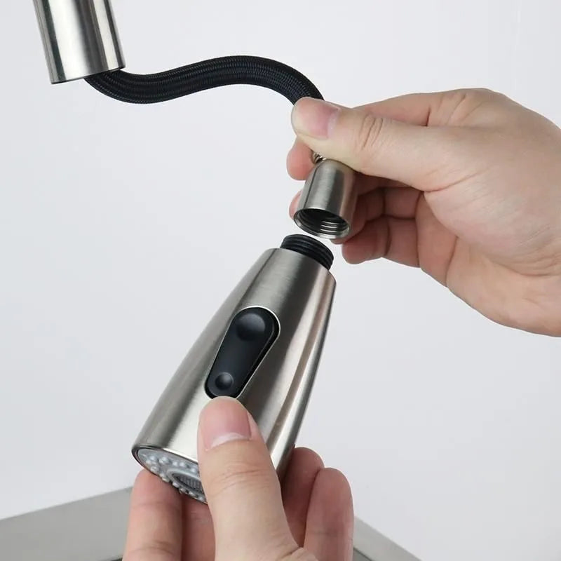 G1/2 Kitchen Pull Out Faucet Head Chrome Shower Nozzle Sprayer Bathroom Sink Tap Replacement Accessory Male Threads Head Aerator