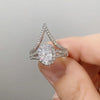 Trendy Luxury Creative V Shape Design New Women Rings Dazzling Silver Color Zircon Female Accessories Engagement Party Jewelry
